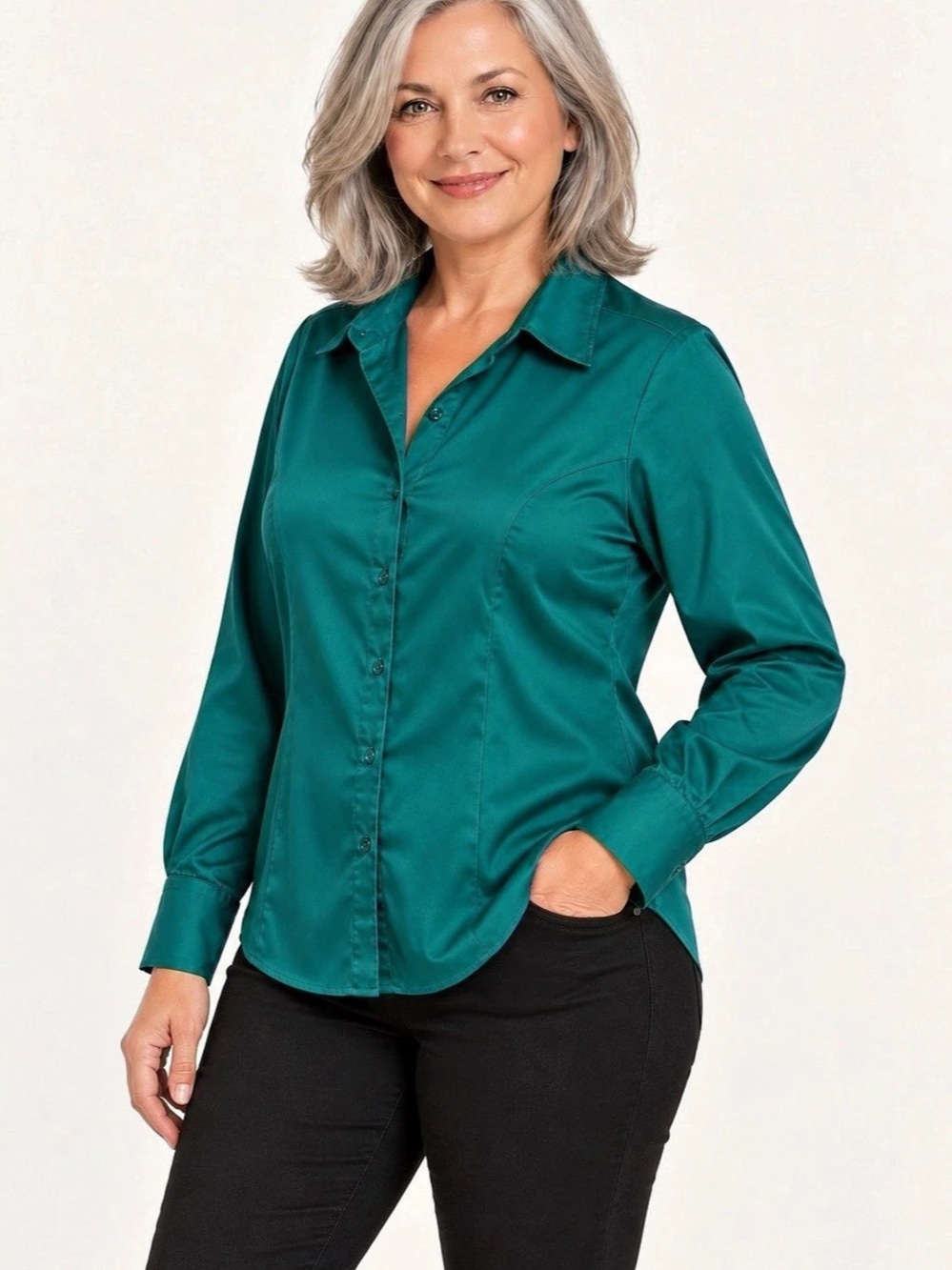 Lane Bryant Green Button Down Shirt